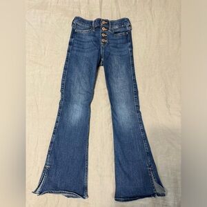 Girls Abercrombie Kids Size 7/8 Long High Rise Flare Jeans